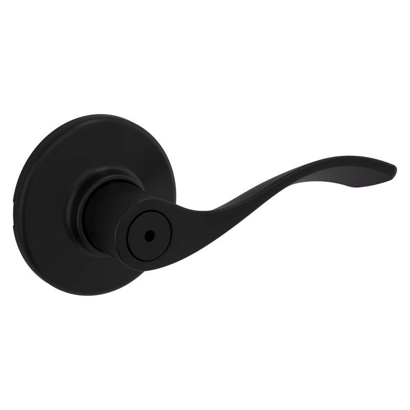 Kwikset Balboa Interior Privacy Door Handle with Lock  Door Lever For Bathroom and Bedroom  Matte Black Reversible Keyless Turn Lock - Image 1